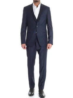 Abito due bottoni in lana blu