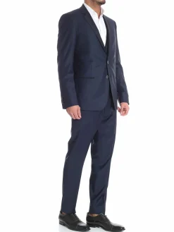 Abito due bottoni in lana blu