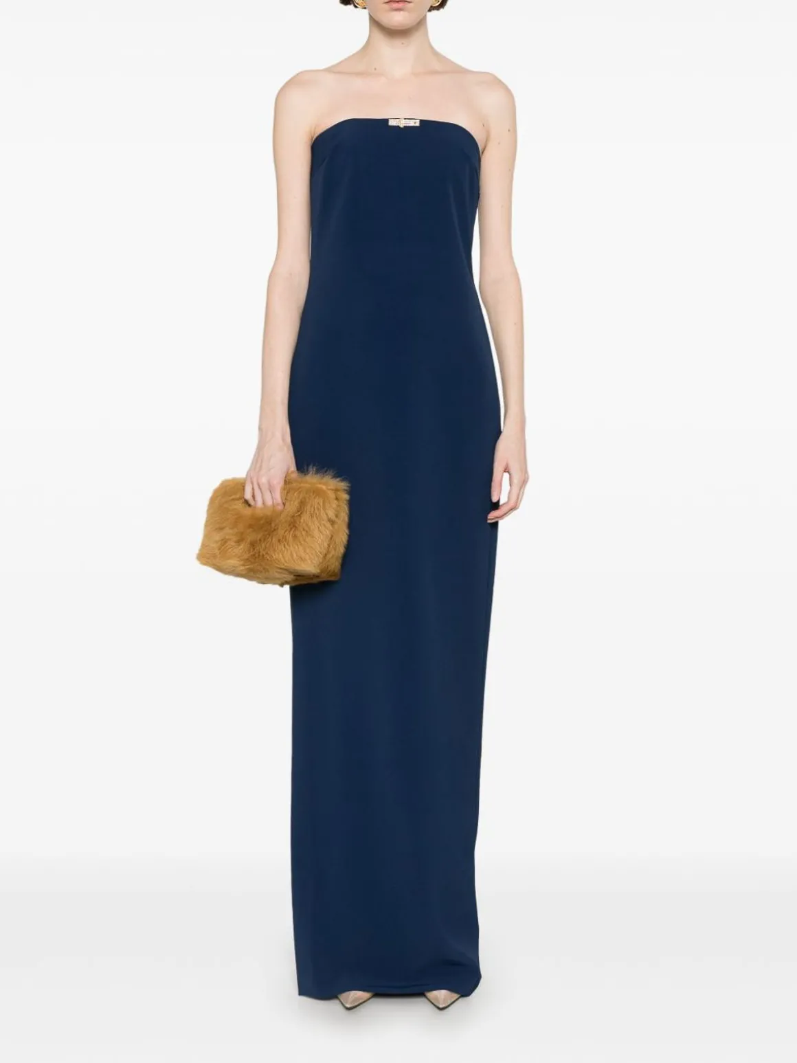 Abito lungo guaina in blu navy