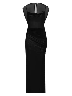 Abito lungo in tulle nero