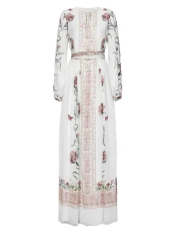 Abito maxi in seta avorio