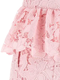 Abito midi in peplo in pizzo rosa