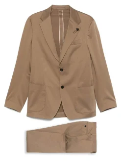 Abito miscelato in cotone marrone cammello