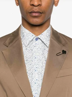 Abito miscelato in cotone marrone cammello