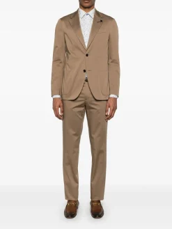 Abito miscelato in cotone marrone cammello