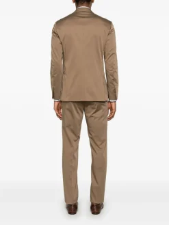 Abito miscelato in cotone marrone cammello