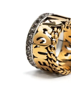 Anello con cristalli graffiti placcati oro