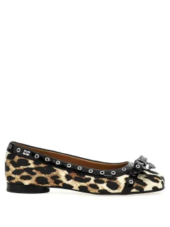 Ballerine con fiocco e occhielli leopardati