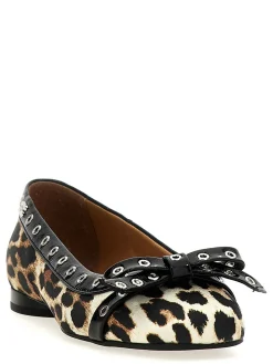 Ballerine con fiocco e occhielli leopardati