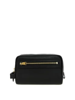 Beauty case in pelle con logo