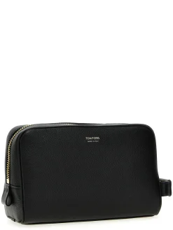 Beauty case in pelle con logo