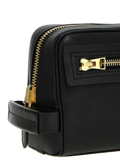 Beauty case in pelle con logo