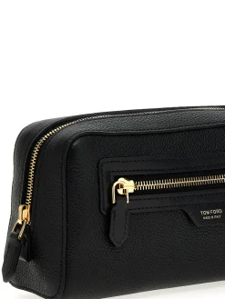 Beauty case in pelle con logo