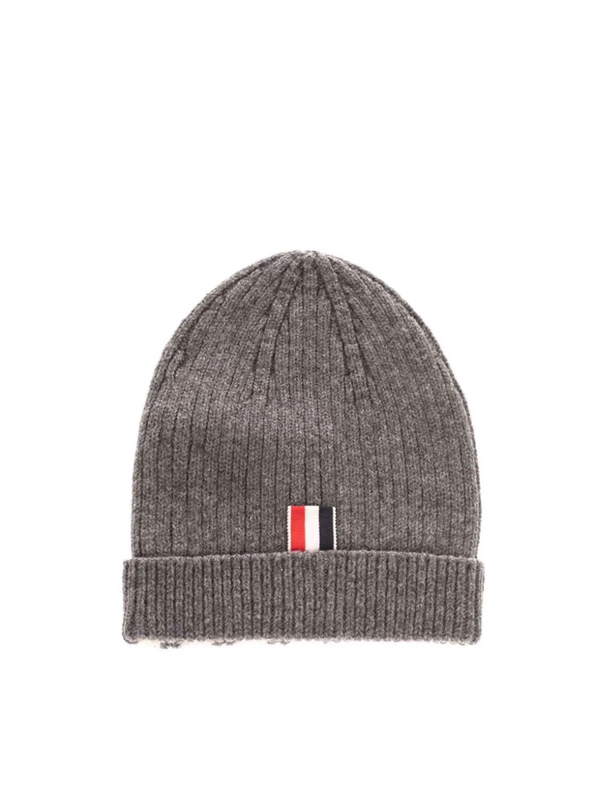 Berretto a costine grigio con strisce