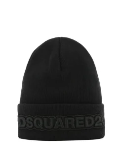 Berretto Dsquared2 nero in lana a costine
