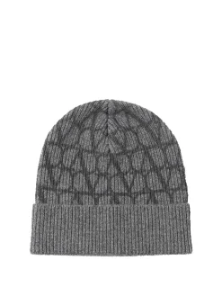Berretto in lana jacquard con firma Vlogo