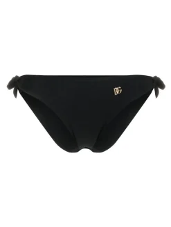 Black Bikini Bottoms With Logo Plaque
