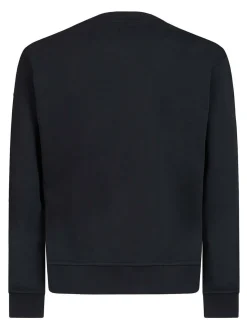 Black Cotton Blend Crewneck Felpa