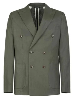 Blazer a doppio petto in lino verde foresta