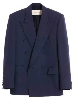 Blazer blu doppio, petto
