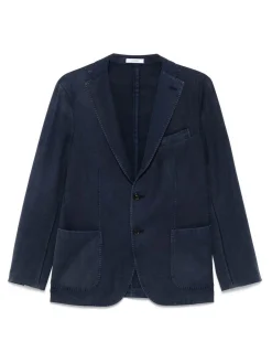 Blazer di lana blu scuro a petto singolo