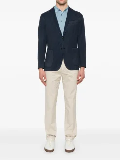 Blazer di lana blu scuro a petto singolo