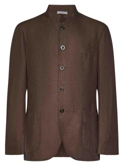Blazer di lino colorato a petto singolo