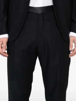 Blu Virgin Wool Single-Breasted Abito