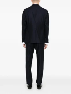 Blu Virgin Wool Single-Breasted Abito