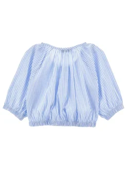 Blusa a strisce blu e bianche