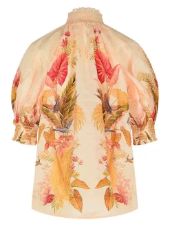 Blusa di maniche a soffio ramie floreale