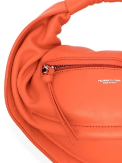Borsa a mano in pelle in arancione
