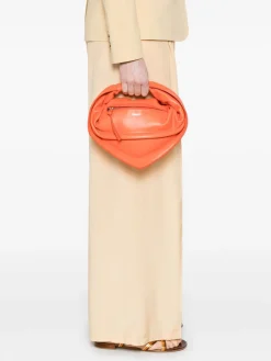 Borsa a mano in pelle in arancione