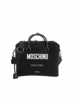 Borsa a mano in tessuto nero con lucchetto