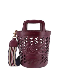 Borsa a secchiello in pelle traforata