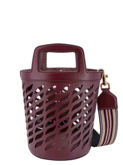 Borsa a secchiello in pelle traforata