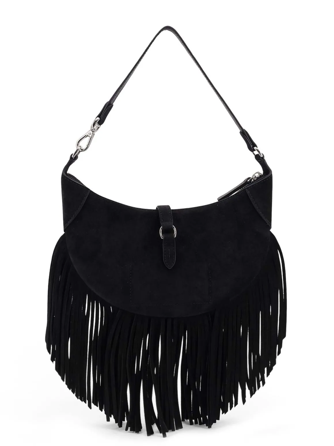 Borsa A Spalla In Suede Con Frange