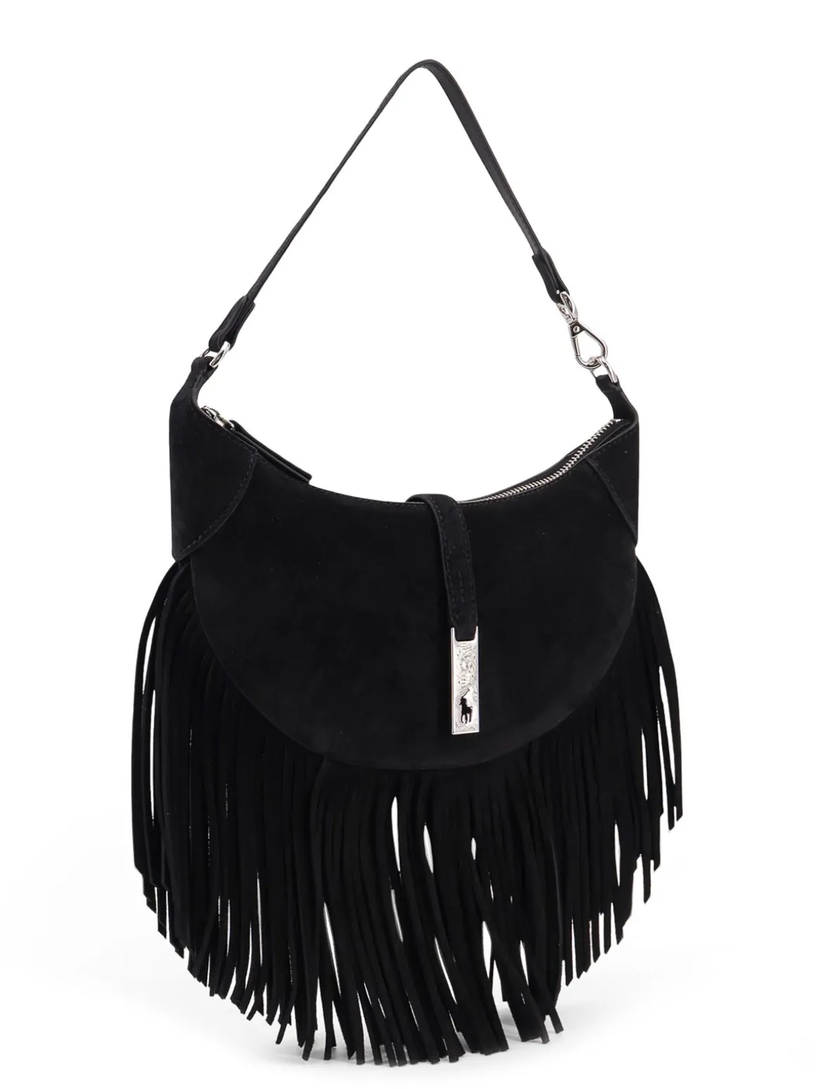 Borsa A Spalla In Suede Con Frange