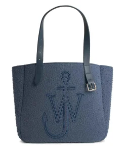 Borsa a tracolla in lana bollita blu a blue