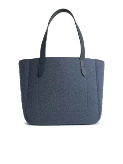 Borsa a tracolla in lana bollita blu a blue