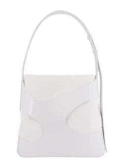 Borsa a tracolla in pelle e tela