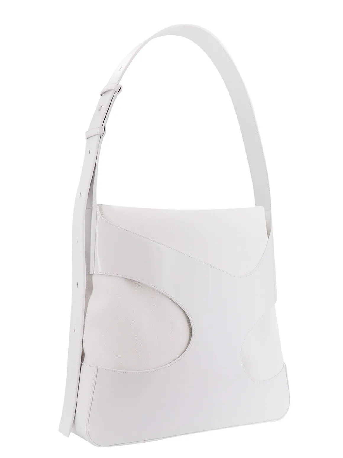 Borsa a tracolla in pelle e tela