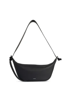 Borsa a tracolla in pelle nera con nodo