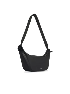 Borsa a tracolla in pelle nera con nodo