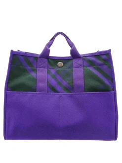 Borsa a tracolla in tela con motivo check