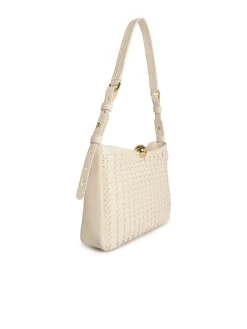 Borsa a traversa media morbida in pelle crema
