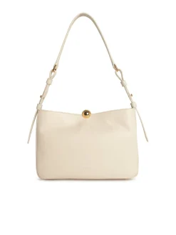 Borsa a traversa media morbida in pelle crema