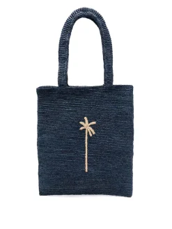 Borsa blu in rafia
