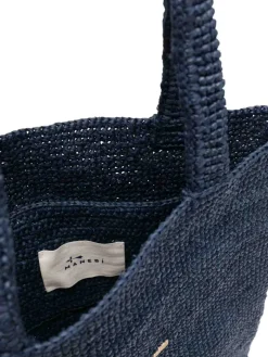 Borsa blu in rafia