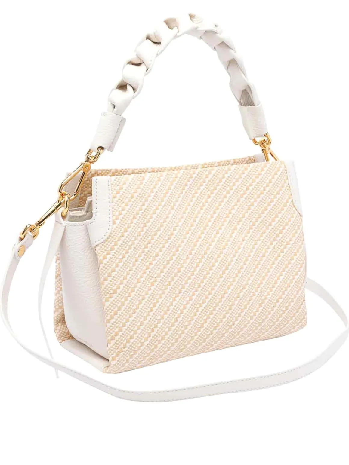 Borsa di paglia Bicolor bianca